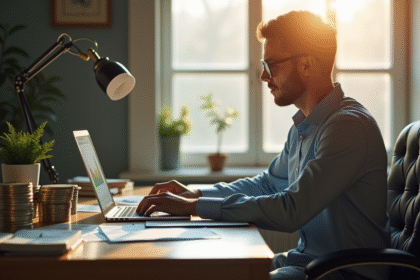 Personne confiante analysant des graphiques financiers sur un bureau